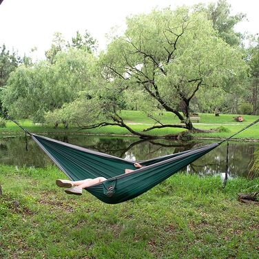 Кемпінговий гамак AnorTrek, надлегкий нейлоновий парашутний гамак для подорожей, з двома ременями для дерев, одно- або двомісний, синьо-темно-синій, 300x200 см