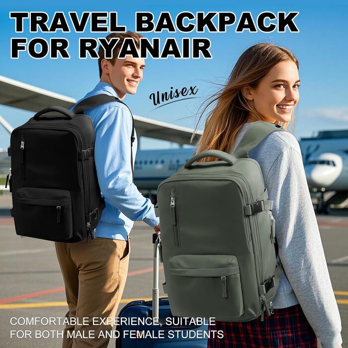 Рюкзак для ручної поклажі SZLX Ryanair/EasyJet, водонепроникний, з відділенням для взуття, під сидіння, для подорожей, для жінок і чоловіків, для ноутбука 14