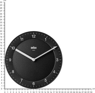 Настінний годинник Braun BC06B, аналоговий, кварцовий механізм, чорний, 20 см, класичний дизайн, тиха робота, легко читається циферблат