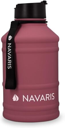 Navaris Фітнес пляшка для води 2,2 л з нержавіючої сталі, спорт пляшка XXL для тренувань, BPA Free, бордова