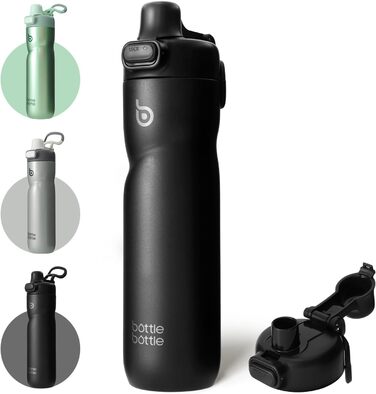 Термобутилка для води BOTTLE BOTTLE 680 мл з ручкою і клапаном, герметична спортивна пляшка для велосипеда, подорожей, спорту, зелена (чорна)