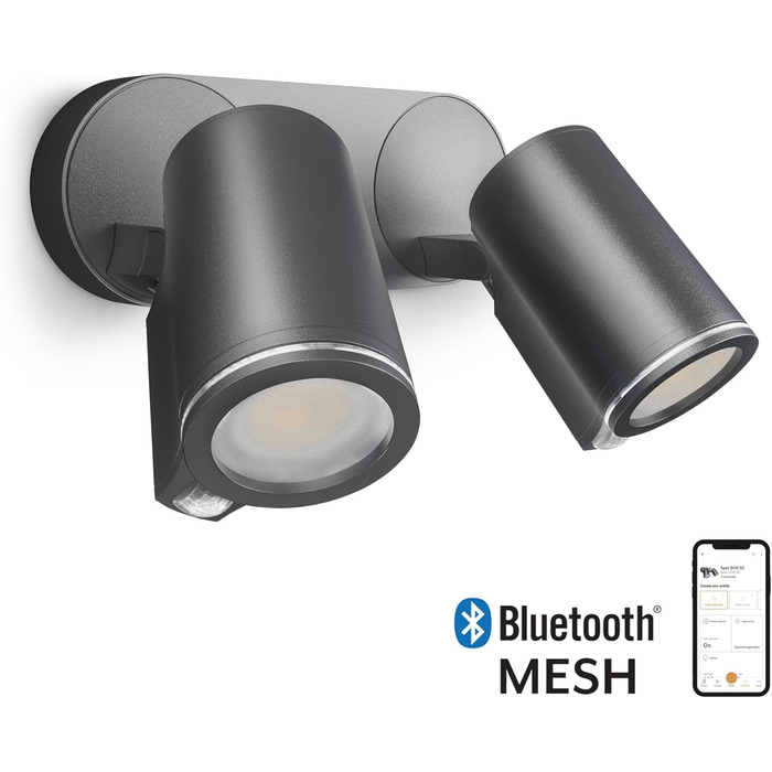 Смарт LED прожектор Steinel Spot DUO SC Connect для вулиці з датчиком руху, димований, керування через додаток, 7 Вт, 3000K, антрацит