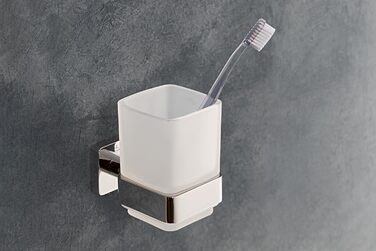 Villeroy & Boch Elements – настінний тримач для склянки та зубних щіток, матове скло, латунна хромована основа, квадратний