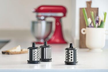 Насадки KitchenAid 5KSMEMVSC для кухонного комбайна – набір з 3 барабанів для овочів, сиру та інших продуктів, терка-шинковка з нержавіючої сталі