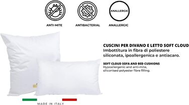 Декоративна подушка GM Soft Cloud 65x65 см, антиалергенна, з наповнювачем із гіпоалергенної фібри, чохол 100% бавовна, для ліжка, дивана, крісла, вироблено в Італії