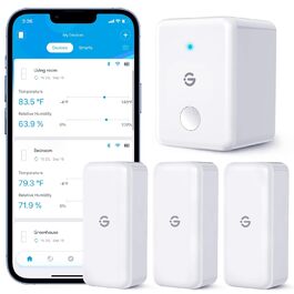 GoveeLife Wi-Fi гігрометр-термометр для приміщень, 3 шт. Смарт датчик температури та вологості з додатком, збереженням даних, для теплиць, винних погребів