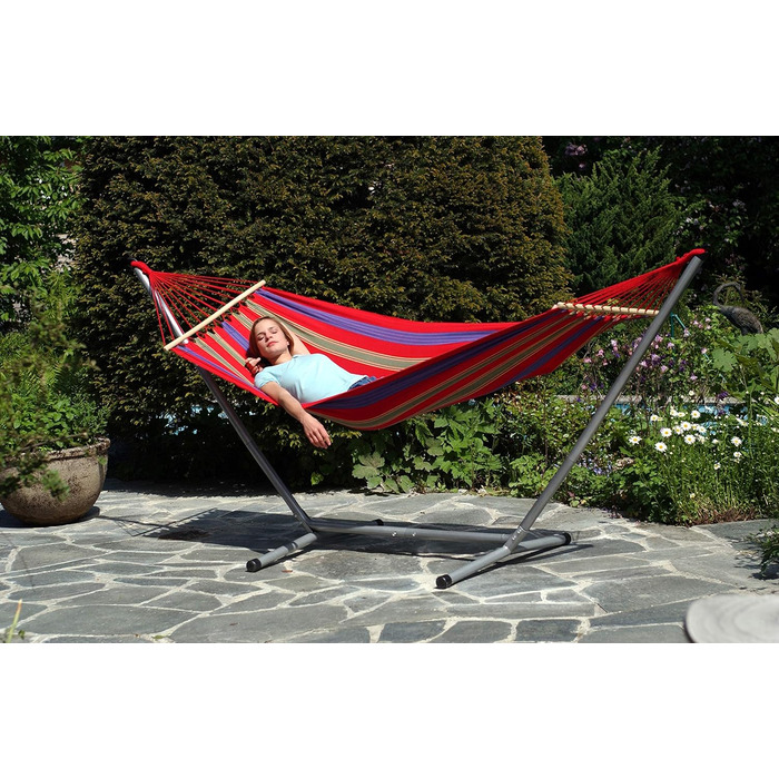 Гамак AMAZONAS Aruba Juniper 210x80 см, до 180 кг, смугастий, червоний, водостійкий, UV-захист