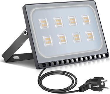 Світлодіодний прожектор papasbox 50 Вт, IP65, тепле біле світло 3000K, вуличний водонепроникний ліхтар для саду, гаража, готелю, з вилкою