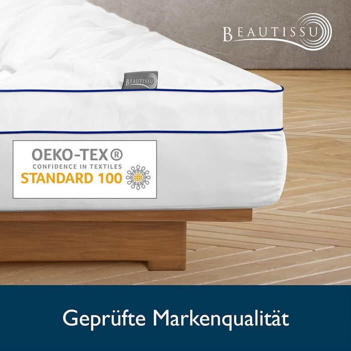 Топер для матраца Beautissu BeauNuit MT Base 100x200 см з чохлом, рельєфний матрацний наматрацник 3 см для ліжка-боксспрінг і матраців до 40 см, нековзний