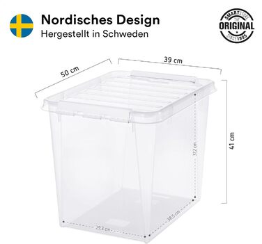 SmartStore - Набір із 4 контейнерів Classic 8 л з кришкою (34x25x16 см) | Складна харчова пластикова коробка з кришкою та посиленими кутами, гарантія 10 років