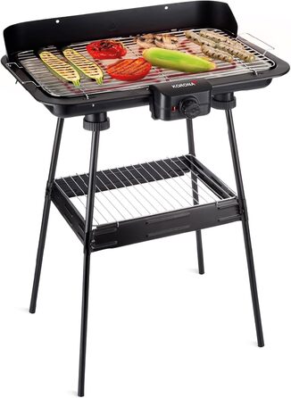 Електричний гриль Korona 46221 з великим XXL-гриль-решіткою 51x30 см, 2200 Вт, захист від вітру, контрольна лампа, вимикач безпеки, регулювання температури
