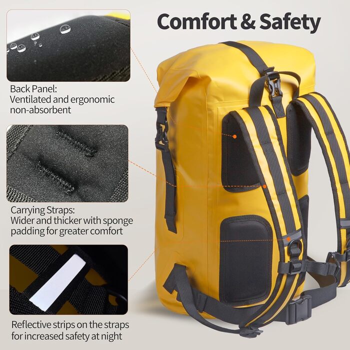 Водонепроникний рюкзак Origem Rolltop 35/55/85 л з відсіком для ноутбука, сухий мішок для каякінгу, риболовлі, рафтингу, дайвінгу та щоденного використання