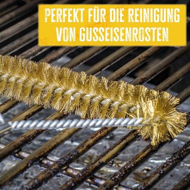 Преміум-щітка для гриля Grillfürst з латунними щетинами для чавунних решіток + спрей для догляду за чавуном і спеціальний шкребок
