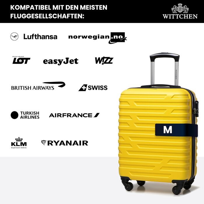 Жовта валіза Wittchen A-line II, маленька, жорсткий корпус ABS, ручна поклажа, преміум-якість