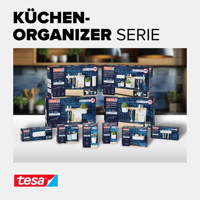Органайзер для мийки tesa, настінний, для мила, щітки, губки та ганчірки, монтаж без свердління, білий/хром