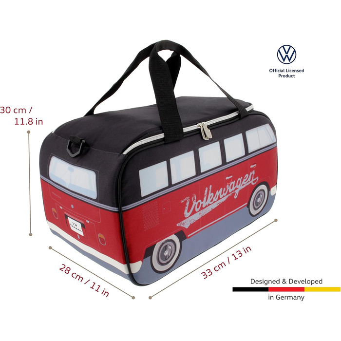 Термосумка Volkswagen Hippie Bus T1 Camper Van 25 л, червоно-чорна, колекція VW