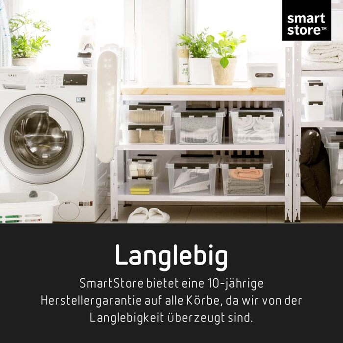 Прозора пластикова коробка SmartStore 52 л з кришкою, набір 2 шт, харчова, посилена, BPA-free, для зберігання, з кліпсами, штабельована, гарантія 10 років, 50x39x41 см
