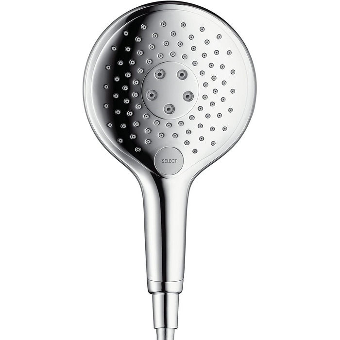 Душова лійка hansgrohe Raindance Select S, 3 режими струменя, антикальк, водозбереження, білий/хром, у комплекті з душовим шлангом