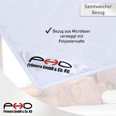 Топер для матраца PHD Primera 160x200 см, 2 см, чохол, для бокс-спрінг і двоспальних ліжок, виготовлено в ЄС, з'єднує матраци, прати до 40°C