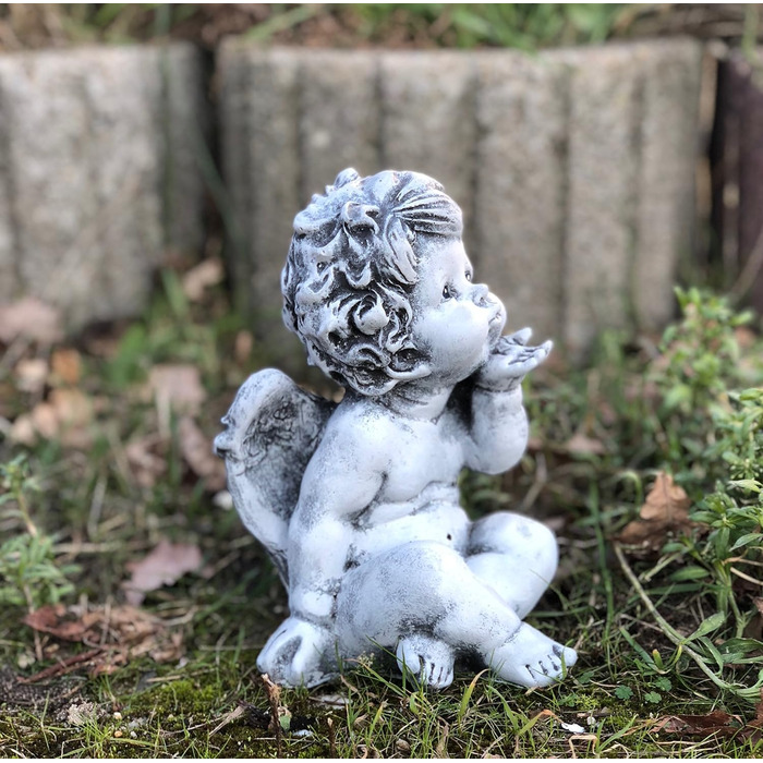 Фігурка янгола з масивного каменю stoneandstyle, морозостійка, для саду, декоративна статуетка, стійка до погодних умов до -30°C