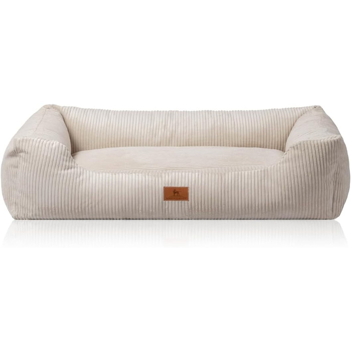 Ліжко для собак Knuffelwuff Olivia XL з корду, знімний чохол, бежеве, 105x75x25 см, для малих, середніх і великих собак, пране