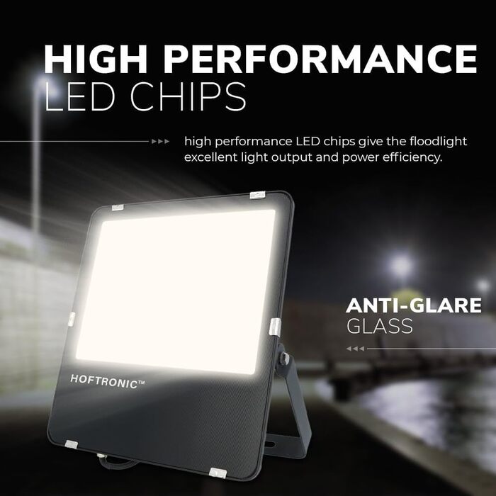 HOFTRONIC LED прожектор для вулиці 200Вт 32000 Лм 160лм/Вт нейтральний білий IP65, зовнішній світлодіодний ліхтар, супер яскравий, 5 років гарантії (150Вт, 4000К)