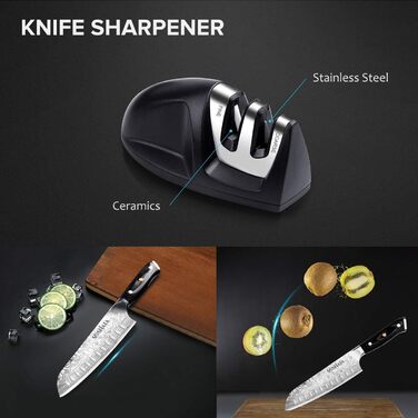 Професійний кухонний ніж MOSFiATA Santoku з нержавіючої сталі, дуже гострий, у подарунковій коробці