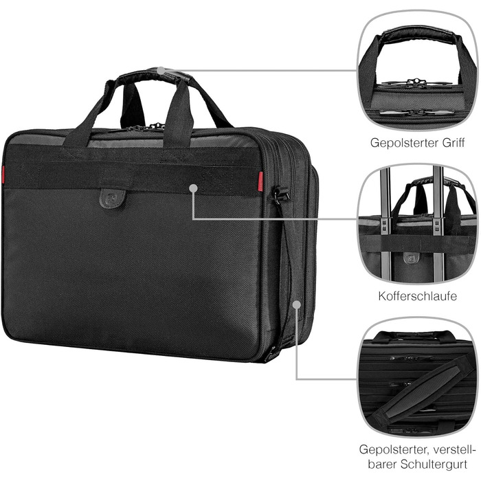 Сумка для ноутбука WENGER Synergy 17'' 19 л, чорна, органайзер, ділова для жінок і чоловіків