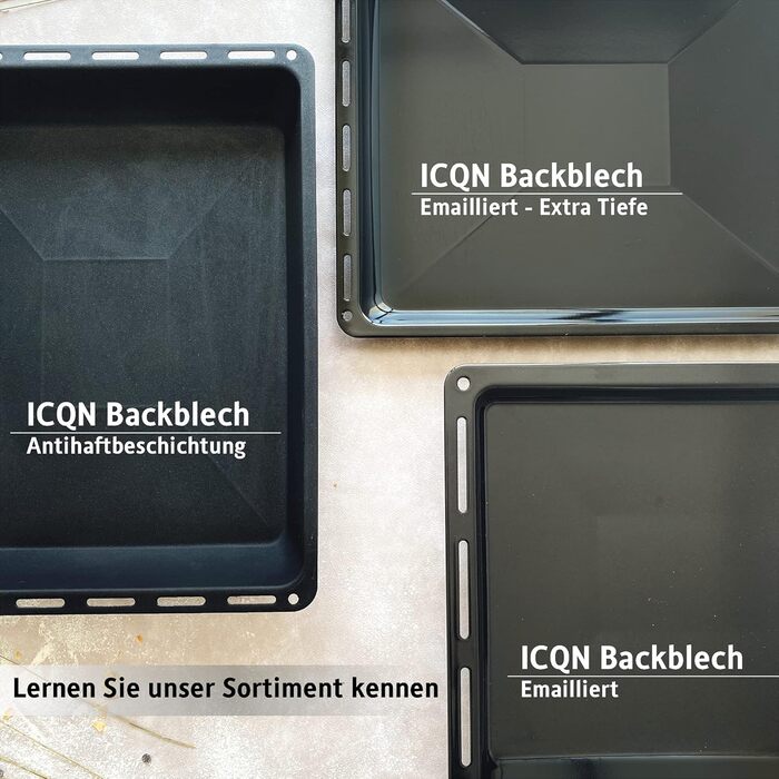 ICQN Емальований деко для духовки 45,5x37,5x3 см, жирозбірник, для Bosch, Siemens, Neff, Constructa, Flavel, Simfer, стійкий до подряпин і корозії