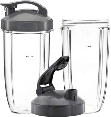 Комплект аксесуарів Poweka для Nutribullet 600W/900W, 2 чаші по 32 унції з кришками, сумісні з блендером Nutribullet