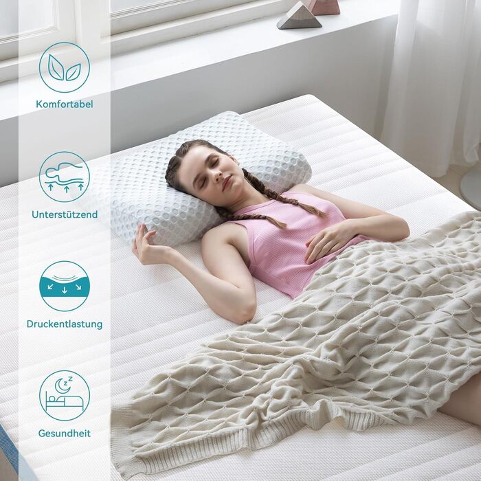 Топер з піни Memory Foam Amazon Basics з ременями, 140x200 см, 5 см, білий
