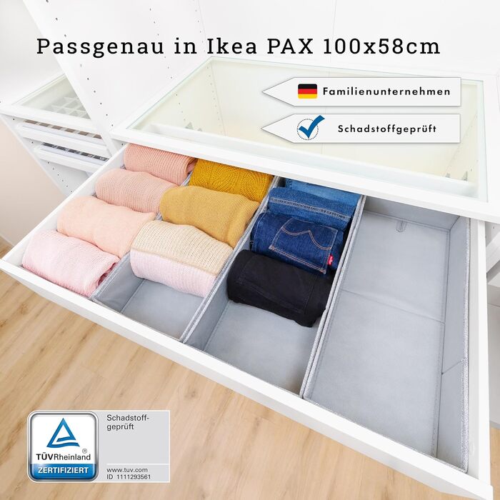 Складаний органайзер PAX100 для шафи IKEA Pax, 4 шт — оригінальна коробка для зберігання, міцне дно, система організації шухляд
