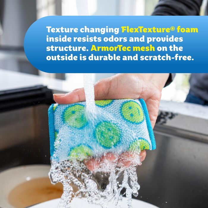 Губки Scrub Daddy Scour Daddy для різних поверхонь, без подряпин, з міцною сіткою, довговічні, стійкі до запахів, набір 3 шт. (12 шт.)