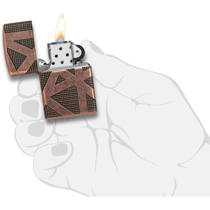 Запальничка Zippo Armor антикварна мідь, геометричний дизайн, 360°, універсальна