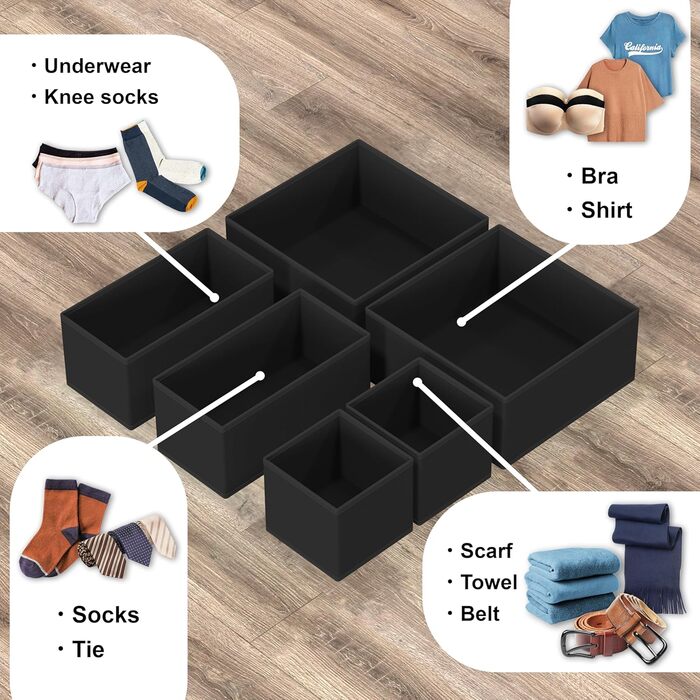Органайзер для білизни та одягу Simple Houseware, складний, 12 шт, чорний