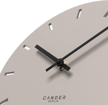 Настінний годинник Cander Berlin MNU 2530, 30 см, безшумний, аналоговий, для кухні та вітальні, модерн вінтаж, теплий сірий, MDF