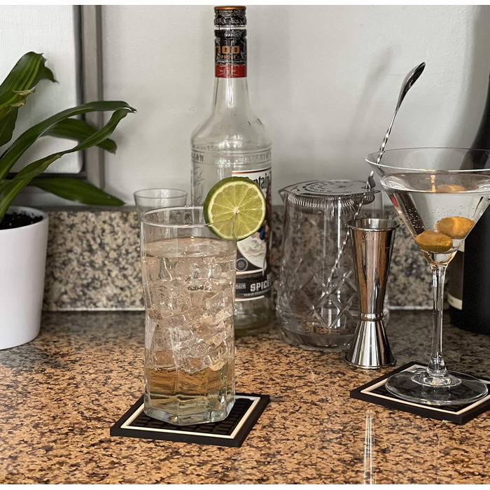 Набір квадратних барних підставок Highball & Chaser, 6 шт, поглинаючі підставки для напоїв, стильний дизайн для дому та бару