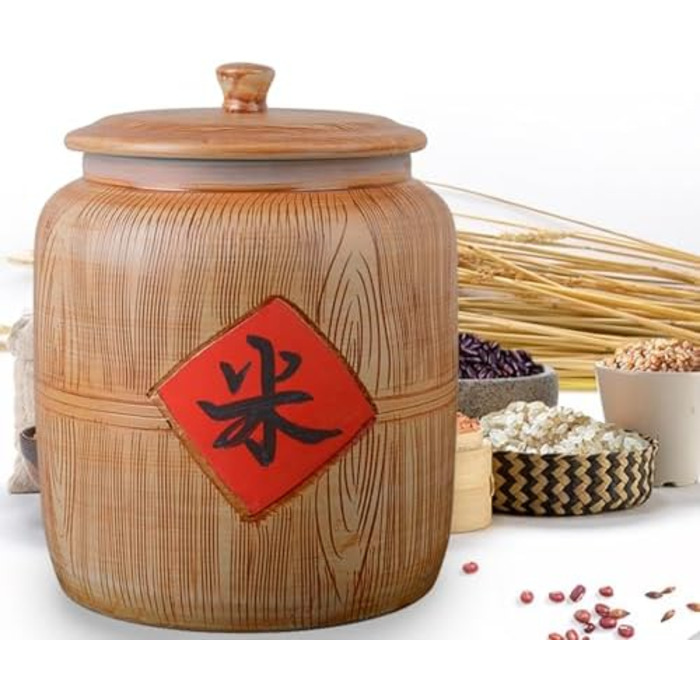 Керамічна банка для зберігання продуктів з кришкою 33x40,8 см – контейнер для круп, рису, борошна, цукру, кави, мюслі, снеків, харчовий диспенсер для кухні