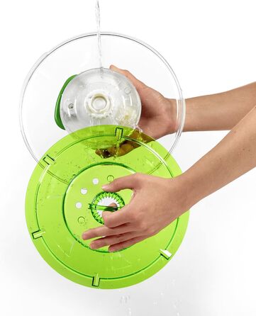 Сушарка для салату Zyliss Easy Spin 2, 6 л, пластикова, зелена, з чашею, технологія Aquavent