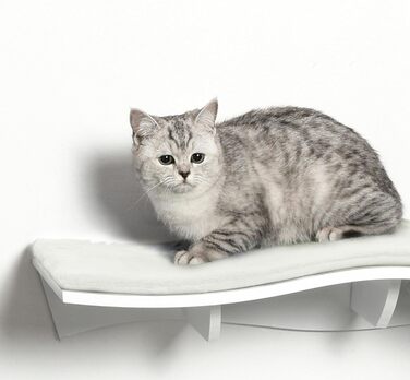 Настінний комплекс для котів PawHut: лежак-гамак із плюшу, білий, 53x28x12 см, настінне кріплення, меблі для котів, МДФ
