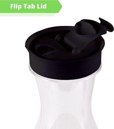 Пластикова глечик-карафа з кришкою Party Bargains, 1,5 л, 2 шт, прозора, чорна відкидна кришка, преміум-якість, міцний пластик для холодних напоїв, соку, мімоз, айс-ті