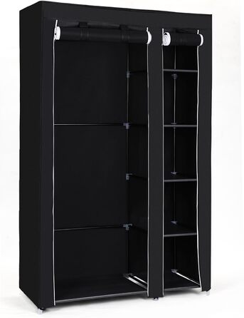 Тканинна шафа SONGMICS XL з вішалкою, складана, для одягу, 110x175x45 см, чорна, LSF007, органайзер для зберігання, кемпінг