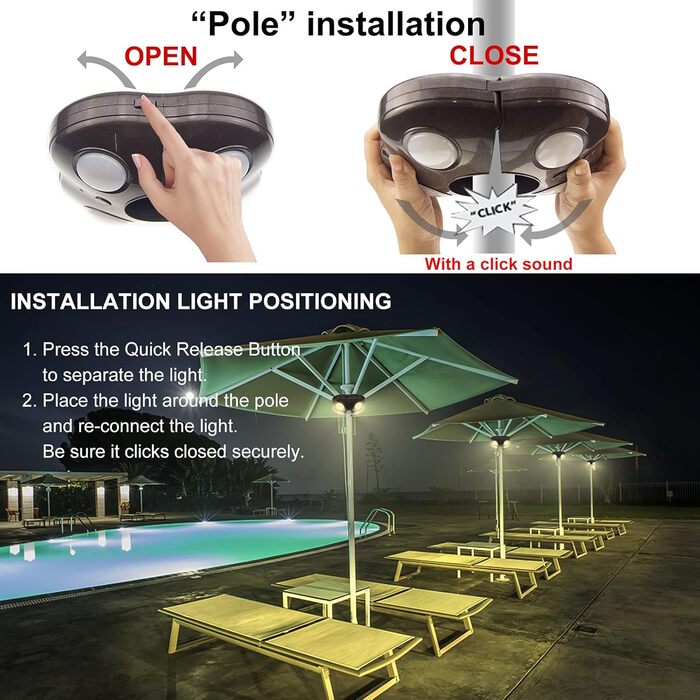 HONWELL LED лампа для парасолі, димована, 12 кольорів, бездротова, для кемпінгу, саду, пляжу, вечірок, батарейкова, коричнева
