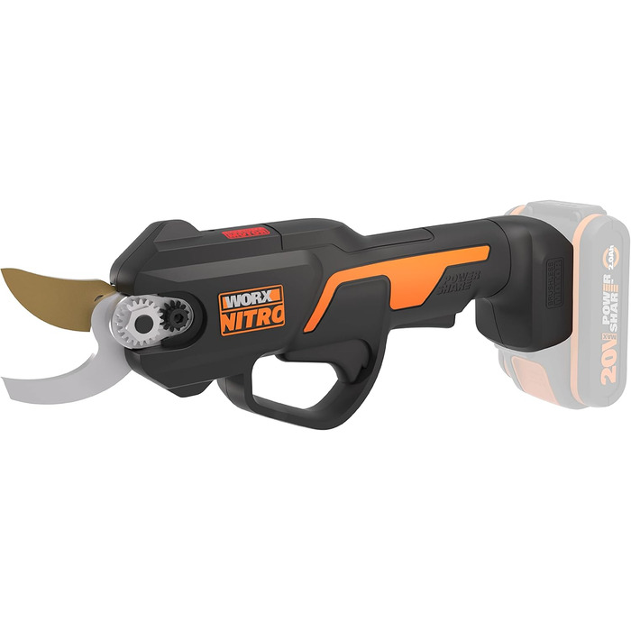 Електричний акумуляторний сучкоріз Worx NITRO WG330E.9 20В, безщітковий двигун, без акумулятора і зарядного, чорний/помаранчевий
