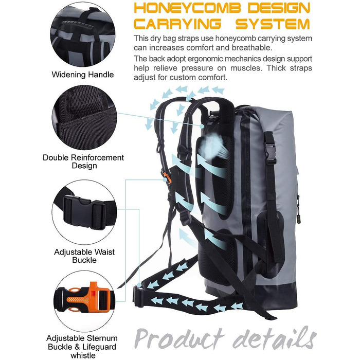 Водонепроникний рюкзак IDRYBAG Dry Bag 20/30/40 л для подорожей, плавання, каякінгу, чоловіків, туристичний гермомішок