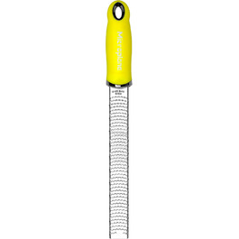 Терка Microplane для цитрусових, сиру, імбиру, шоколаду і мускатного горіха, неонова жовта, з дрібною лезом з нержавіючої сталі, виробництво США
