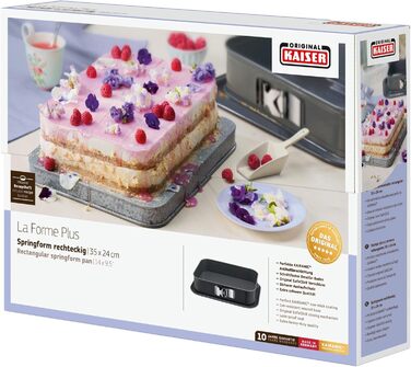 Прямокутна форма для випічки Kaiser La Forme Plus 35x24 см з емальованим дном, антипригарна, стійка до порізів, форма для тірамісу