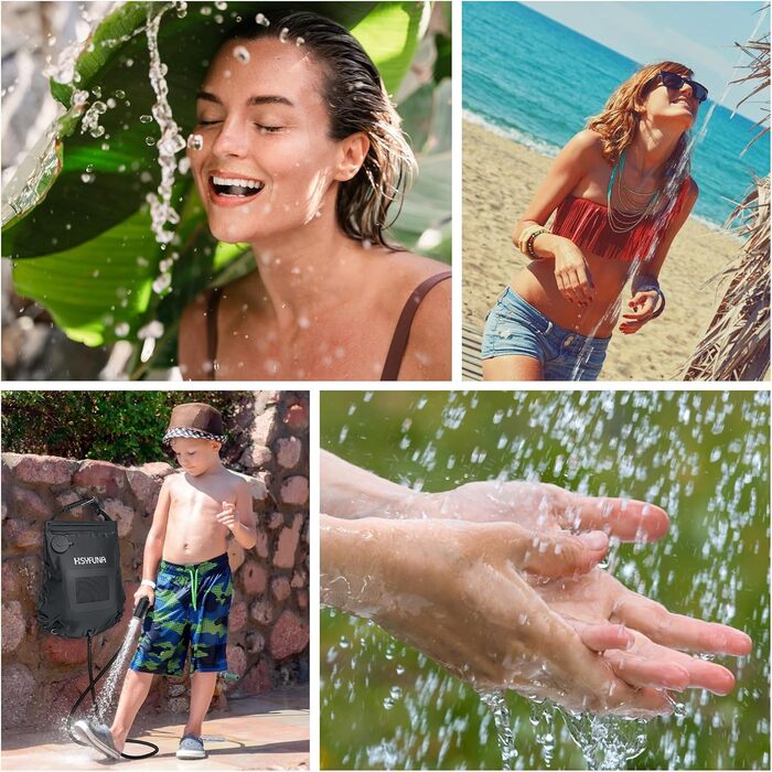 Солярна душова для кемпінгу HSYFUNA, 20 л з термометром, нагрів до 45°C, портативна для туризму, походів та альпінізму