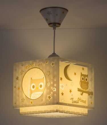 Дитяча підвісна лампа-сова Good Night, бежевий колір