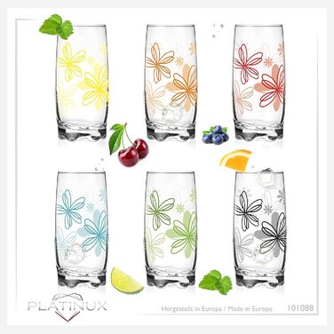 Набір склянок для пиття Flower Decor 6 шт. 350 мл (макс. 390 мл)